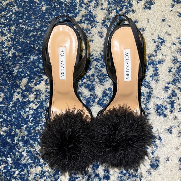 ❌SOLD❌ AQUAZZURA 40
Black Boudoir Feather-Trim Sandals - Picture 6 of 11